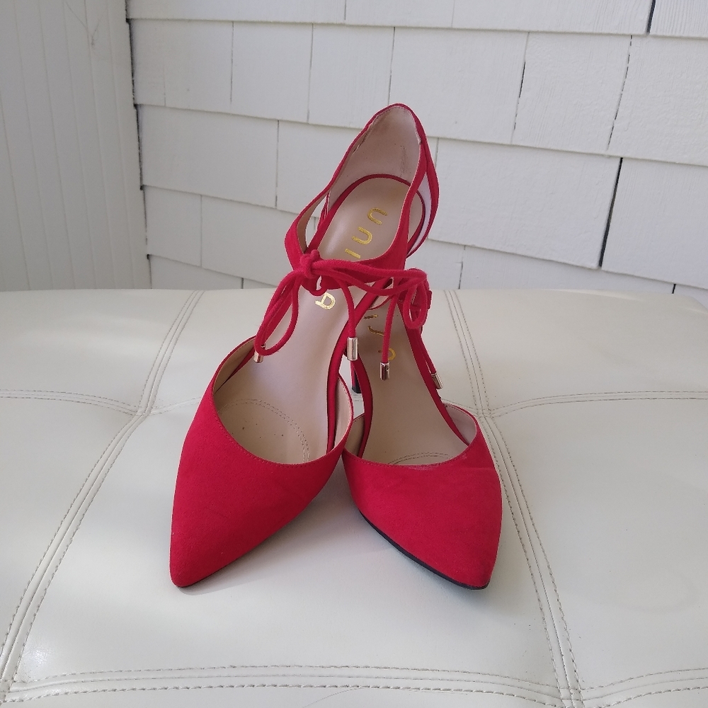 Red Suede Pumps